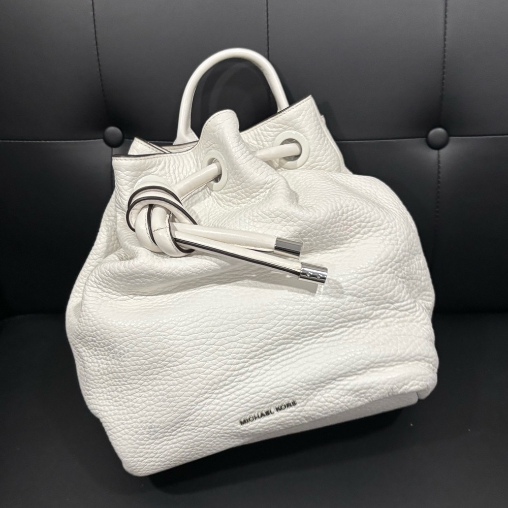 MK White Drawstring Bag
